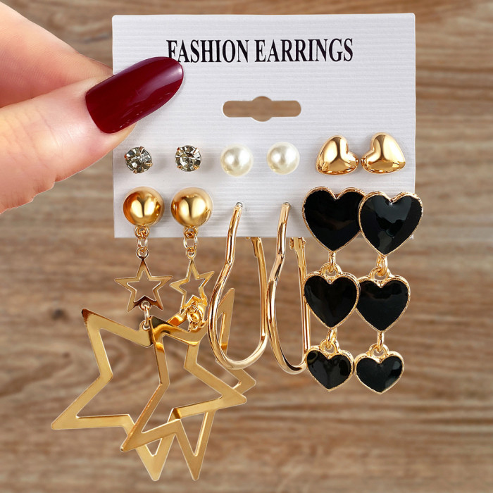 New Metal Earrings High-End Sense Ear Hoop Square Geometric Earrings Vintage Pearl Earrings Earrings