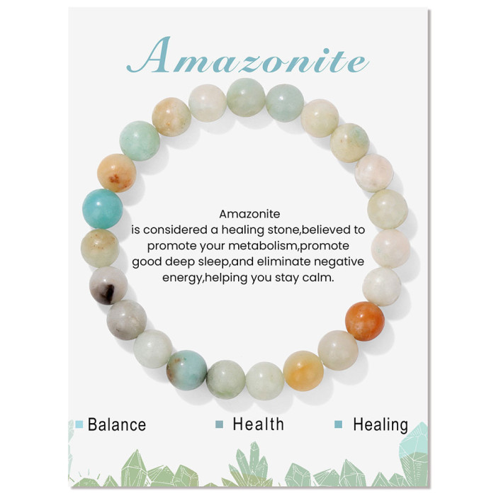 Amazon Hot-Selling Beaded Bracelet Single Loop Elastic Cord 8mm Amethyst Agate Gift Bracelet Women's Rose Quartz Bracelet