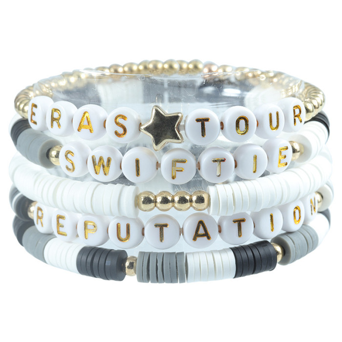 Amazon Taylor Fan Bracelet Elastic Personalized Colorful Letter Multi-layer Beaded Jewelry Set Manufacturer In Stock