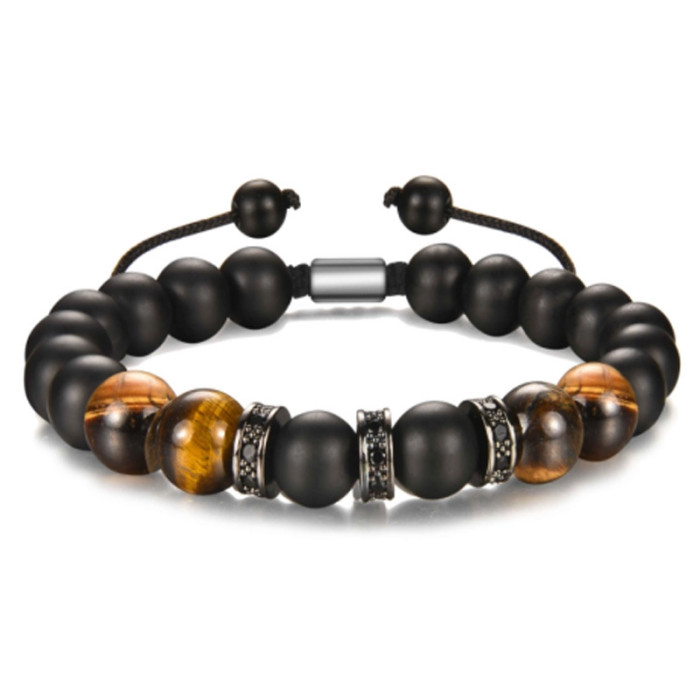 Amazon Hot-Selling Obsidian Men's Football Rugby Volleyball Hand-Woven Bracelet New Women's Beaded Bracelet