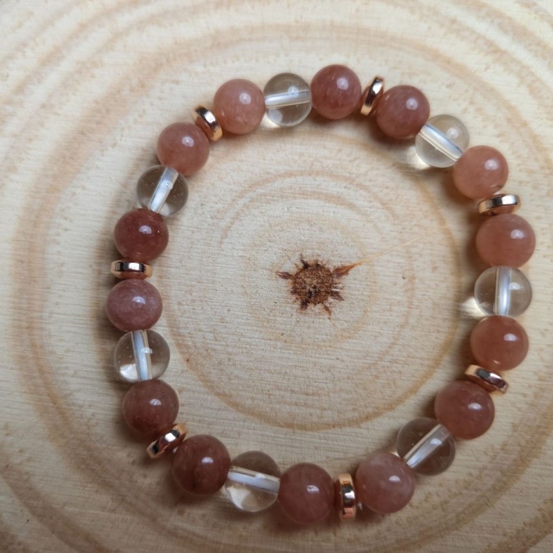 Amazon New 8mm Crystal Beaded Bracelet High-end Fashion Lemon Crystal Mixed Pink and White Bracelet Jewelry