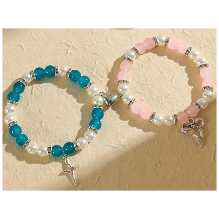 Temu Hot-Selling European and American Trend Tiger Eye Glitter Stone Agate Beaded Bracelet for Women Pink Quartz Yoga Halloween Bracelet