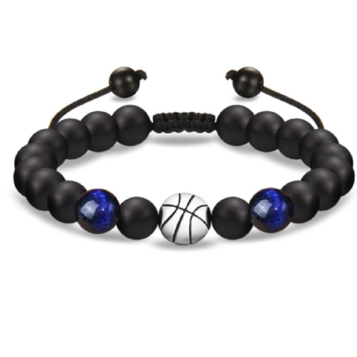 Amazon Hot-Selling Obsidian Men's Football Rugby Volleyball Hand-Woven Bracelet New Women's Beaded Bracelet