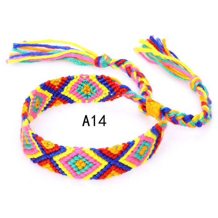 Hot-Selling Woven Bracelet Nepal Ethnic Style Handmade Woven Rainbow Lucky Fortune Friendship Bracelet