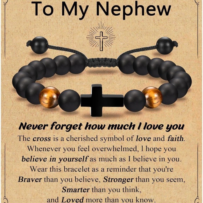Amazon European and American Men's Tiger Eye Stone Bracelet Handmade Adjustable Cross Bracelet Father's Day Gift