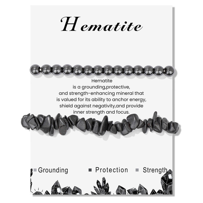 Amazon Hot-Selling Crystal Agate Beaded Bracelet European and American Irregular Stone Beads 2-Piece Set Bracelet Export Exclusive