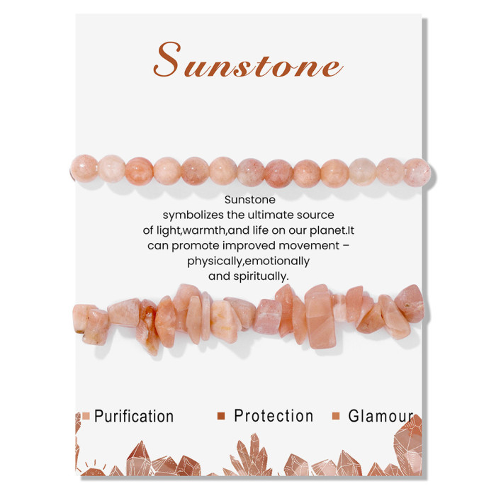 Amazon Hot-Selling Crystal Agate Beaded Bracelet European and American Irregular Stone Beads 2-Piece Set Bracelet Export Exclusive