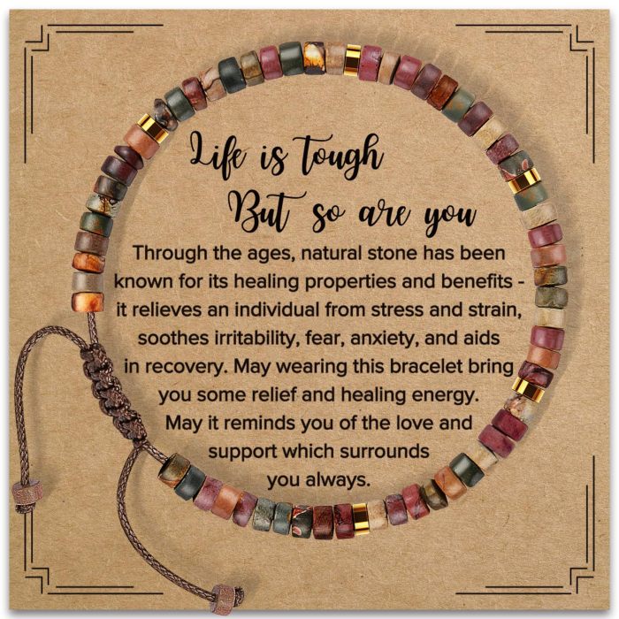 Natural Stone Woven Bracelet Adjustable 4mm Picasso Leaf Red Pine Flat Beads Cut Angle Beads Woven Red Pine Stone Bracelet