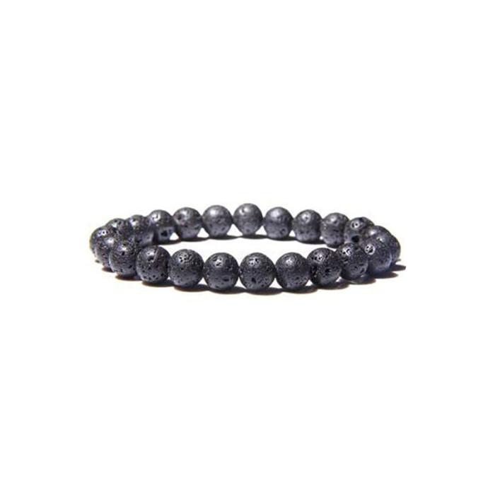 8mm Tiger Eye Stone Pink Quartz Volcanic Stone Amethyst Hematite Red Agate Beads Bracelet Elastic Beaded Bangle Cross-Border