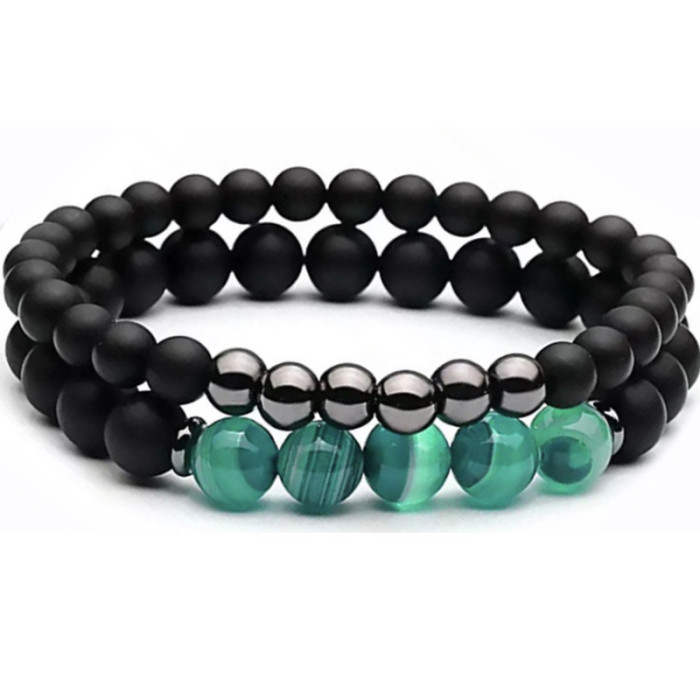 Cross-Border Hot Selling Seven Veins Alloy Jewelry Bracelet Colorful Volcanic Stone Turquoise Tiger Eye Yoga Woven Bracelet Bangle