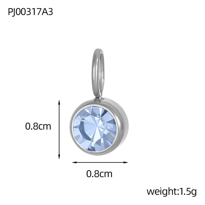 Hot-Selling Stainless Steel Jewelry Accessories Birthstone Pendant DIY Jewelry Accessories Colorful Rhinestone Pendan...