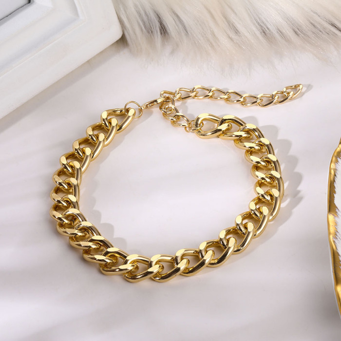 Korean Jewelry Retro Exaggerated Thick Necklace Ins Hip-Hop Collarbone Necklace