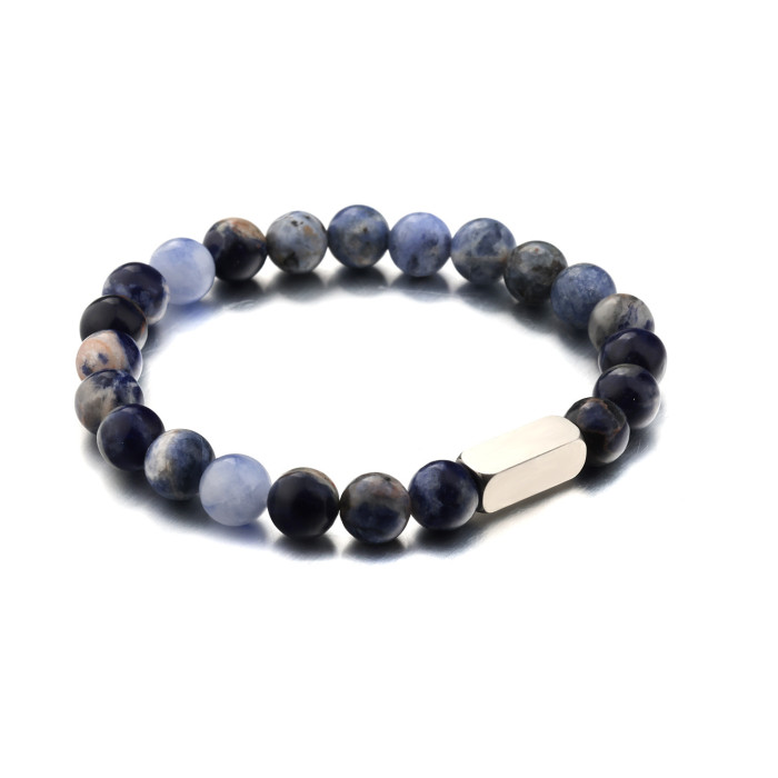 Support Engraving Stainless Steel Volcanic Stone Beaded Bracelet Frosted Beads White Turquoise Couple Gift Beaded Bracelet