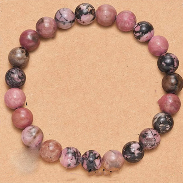 Cross-Border Jewelry Pink Zebra Stone Bead Bracelet Festival Gift for Men and Women Friendship Heart Bead Bracelet Wholesale Hot Item