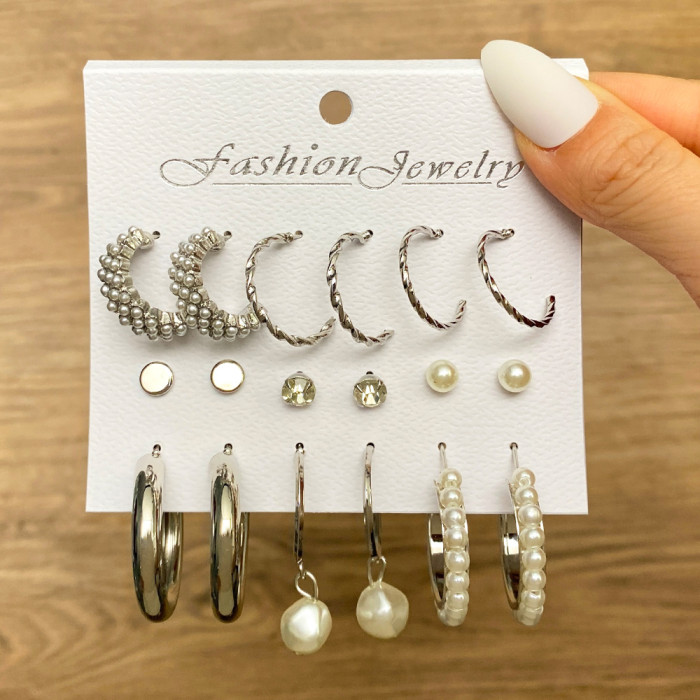 5-Piece Earring Set Vintage Alloy Butterfly Snake-Shaped Stud Earrings Creative Simple Acrylic Earring Set, Jewelry Sets