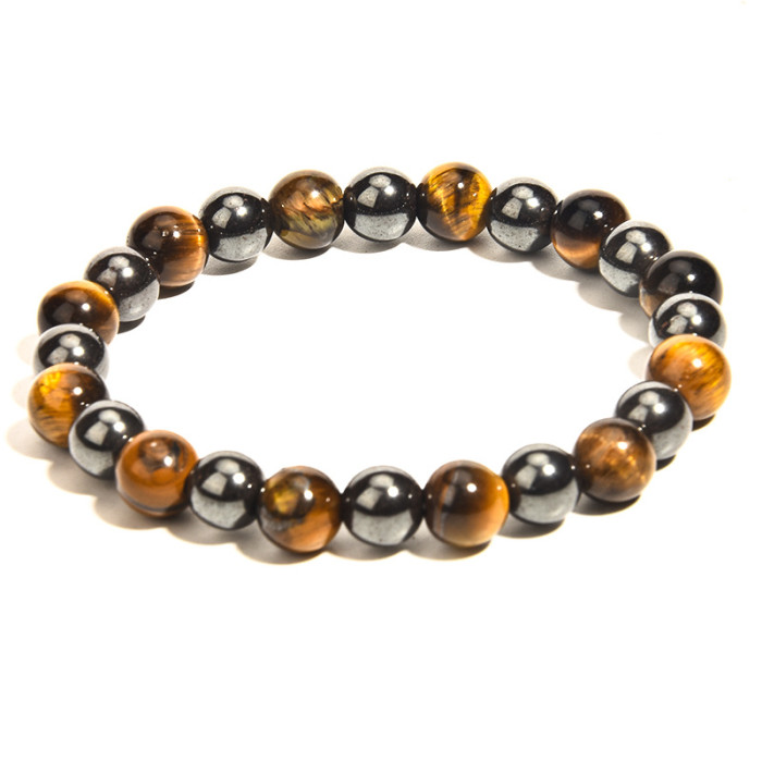 Cross-Border New Tiger Eye Obsidian Hematite Bracelet 10mm Jewelry Woven Handmade Beaded Jewelry