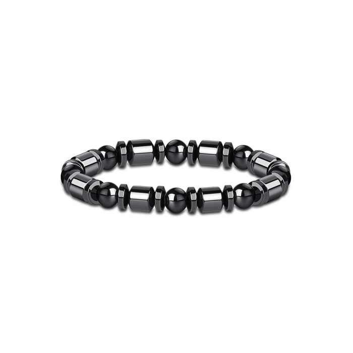 Men's Black Gallstone Elastic Bracelet Natural Stone 8mm Beaded Spacer Bracelet Yoga Black Gallstone Single Loop Bracelet