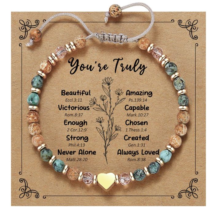 Natural Picture Stone Bracelet African Pine Heart Pendant Rose Quartz Gold Bead Spacer Bracelet Picture Stone Heart Bracelet
