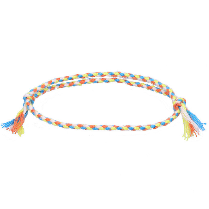 Cross-Border New Simple Peace Buckle Four-Strand Colorful Hand Rope Wenwan Thread Bracelet Handmade Woven Red Rope Bracelet