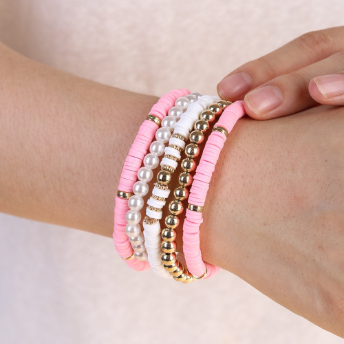 Foreign Trade European and American Trend Retro Bohemian Soft Clay Bead Bracelet Handmade Beaded Multi-layer Bracelet Set