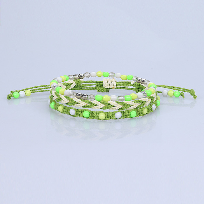 Cross-border New Youth Colorful Bead Bracelet Amazon Hot Sale Waterproof Wax Thread Woven Bracelet Three-piece Set