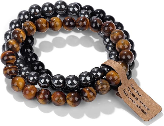Foreign Trade Cross-Border European and American Natural Stone Vintage Bracelet Niche Retro Exotic National Style Elastic Bracelet 3-Piece Set