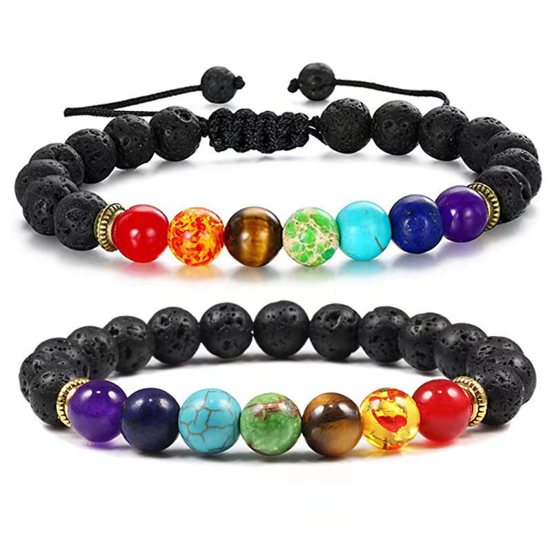 Amazon Cross-Border New Product Bracelet Men's Volcanic Stone Accessories Alloy Braided Rope Jewelry Women's Versatile High-End Bracelet