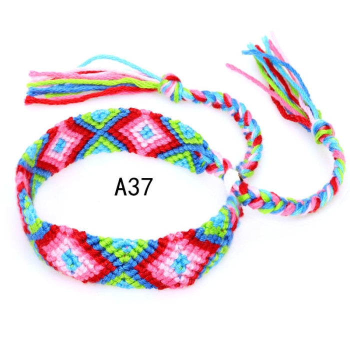 Hot-Selling Woven Bracelet Nepal Ethnic Style Handmade Woven Rainbow Lucky Fortune Friendship Bracelet