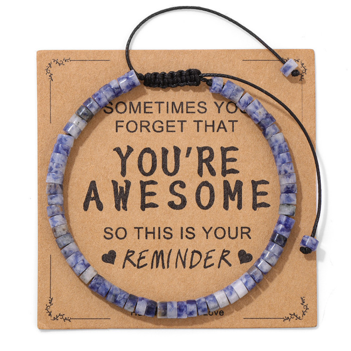 Amazon Hot-Selling Inspirational Gift Bracelet 4mm Wheel Flat Bead Stone Woven Adjustable Bracelet Factory In Stock