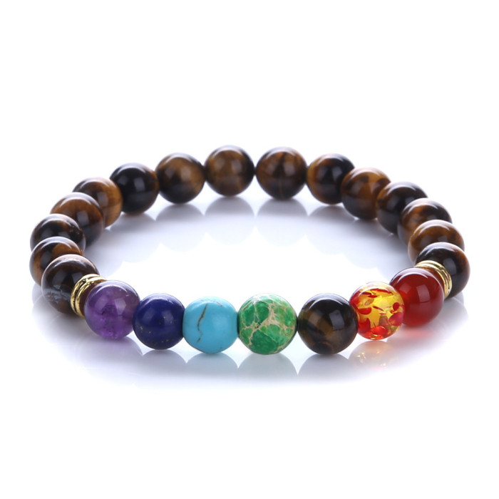 Cross-Border Exclusive Colorful Volcanic Stone Yoga Bracelet Wholesale Agate Bracelet Amethyst Jewelry Amazon Hot Item