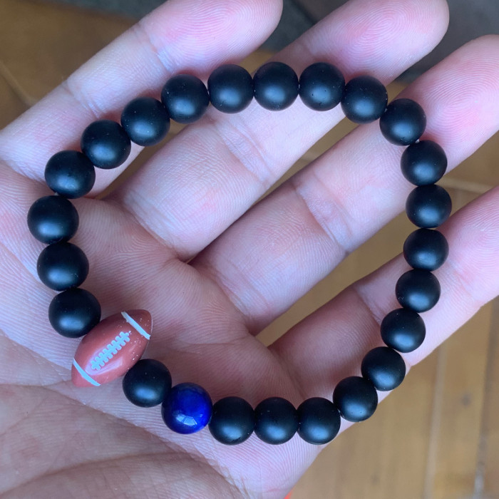 Amazon Hot Selling Obsidian Matte Braided Bracelet Men's Football Fashion Tiger Eye Stone Volcanic Stone Beaded Bracelet