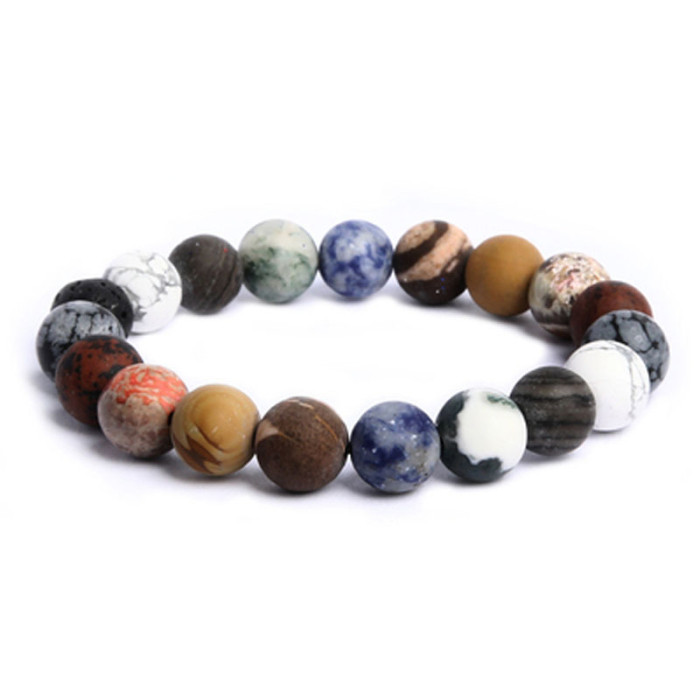New Stone Solar System Eight Planets Bracelet Universe Milky Way Star Exploration Woven Bracelet Hot Item