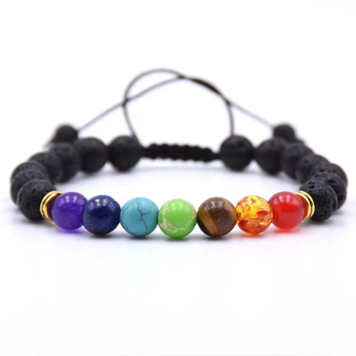 Amazon Cross-Border New Product Bracelet Men's Volcanic Stone Accessories Alloy Braided Rope Jewelry Women's Versatile High-End Bracelet