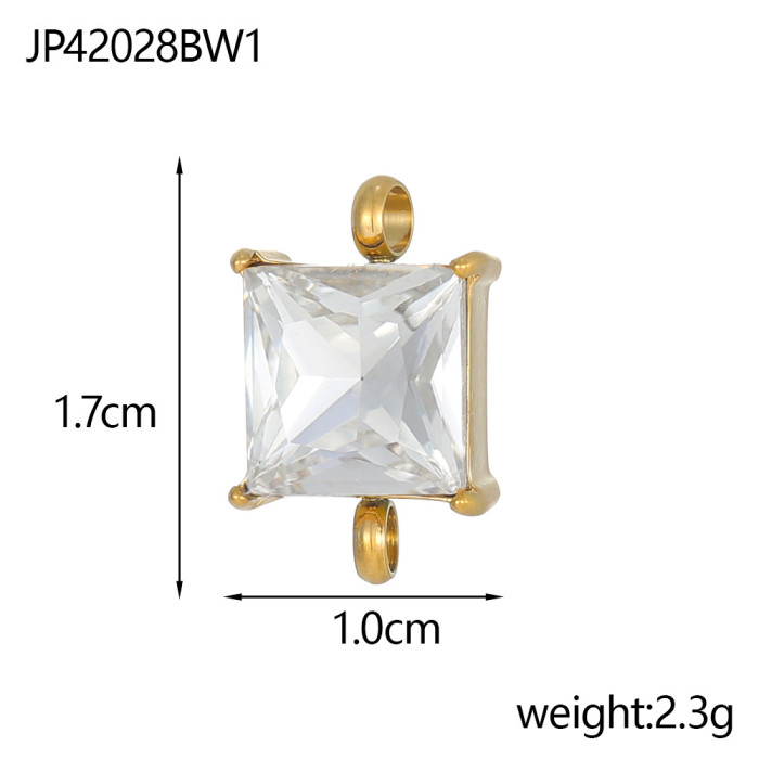 Fashionable Simple Versatile Zircon Accessories Geometric Rectangle Zircon Multi-color Accessories Jewelry Wholesale