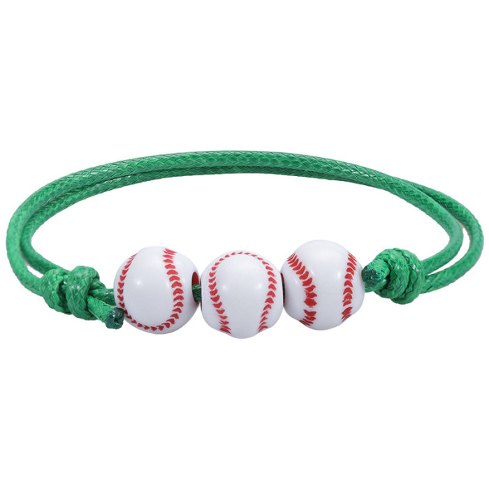 Amazon Hot-Selling Basketball Baseball Bracelet Wax Thread Woven Softball Tennis Football Soccer Wristband Sports Jewelry