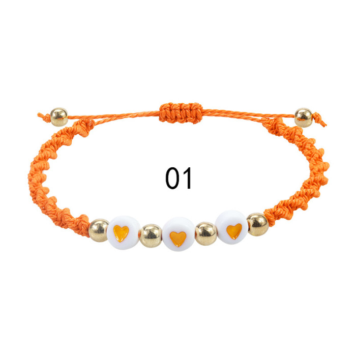 New Acrylic Heart Bracelet Bohemian Style Wax Thread Woven Bracelet TEMU Manufacturer in Stock