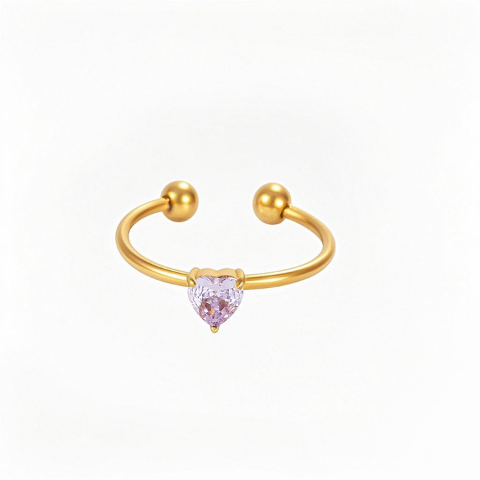 Cross-Border Hot-Selling Aperture Ring Zircon Inlaid Open Ring Stainless Steel Ins Birthstone Twisted Tail Ring