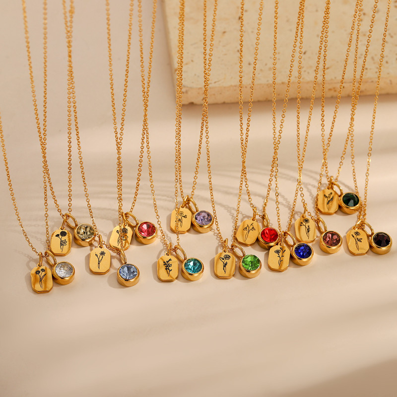 European and American Cross-Level Hot Sale New Zircon Flower Pendant Stainless Steel Women's Necklace Unique Design DIY Pendant