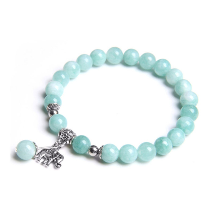 Fashion Design Bohemian Women's Pink Quartz Beaded Bracelet Men's Elephant Owl Pendant Bracelet Women's Jewelry