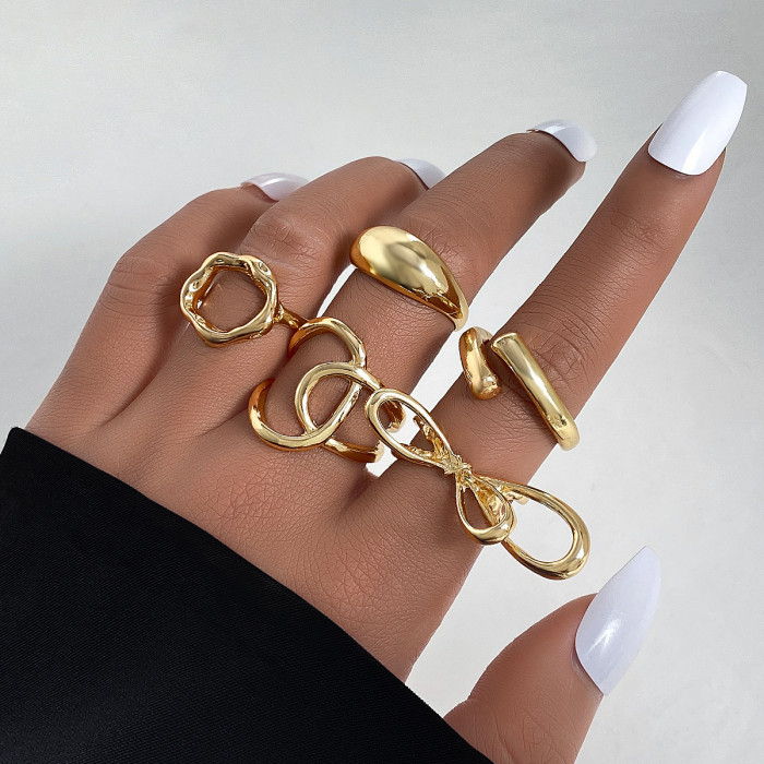 Hot-Selling Fashion Personality Trend Smooth Irregular Lava Line Smooth Ring Hand Jewelry Accessories