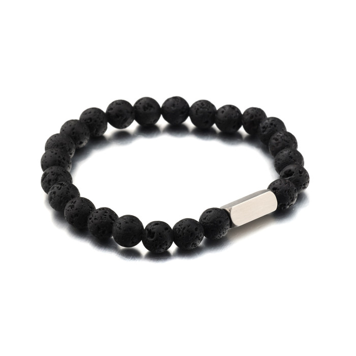 Support Engraving Stainless Steel Volcanic Stone Beaded Bracelet Frosted Beads White Turquoise Couple Gift Beaded Bracelet