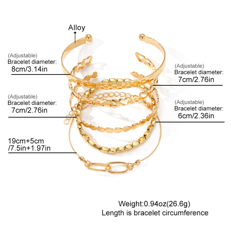European and American Cross-Border Versatile Hammered Bracelet Creative Versatile Heart Hollow Bracelet C-Type Open High-End Bracelet for Women