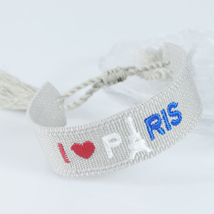 Embroidery Eiffel Tower Ethnic Style Woven Wristband France PARIS Olympics Bracelet Souvenir