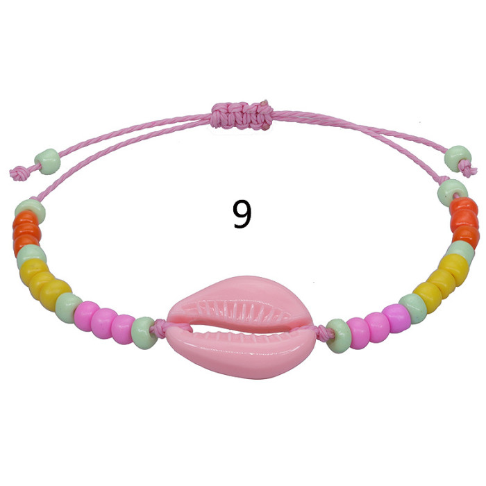 Cross-Border Hot Sale INS Style Acrylic Shell Bracelet Colorful Rice Beads Woven Hand Jewelry Bohemian Bracelet In Stock