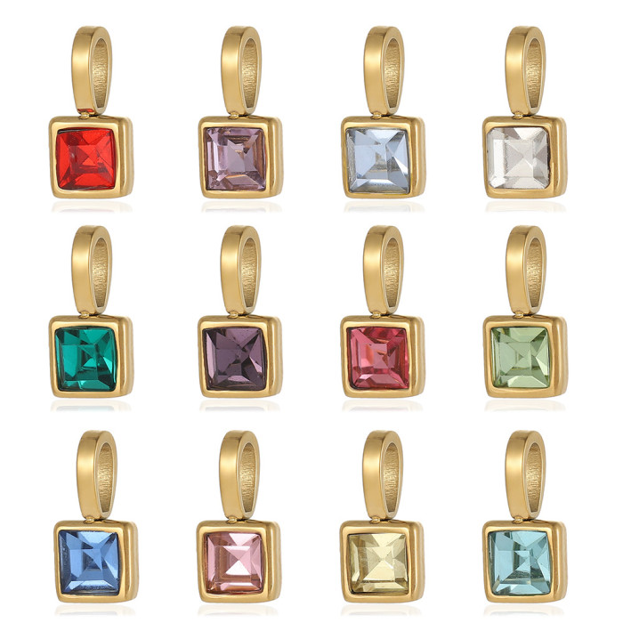 Hot-Selling Colorful 12 Birthstone Pendant DIY Accessories Necklace Birthstone Cube Pendant Accessories Wholesale
