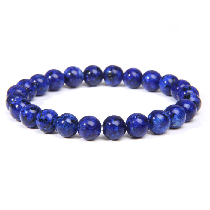 Amazon Hot Sale European and American 8mm Tiger Eye Stone White Pine Agate Crystal Stone Beads Bracelet Elastic Bracelet Cross-Border