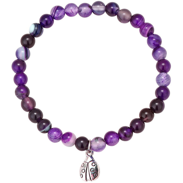 Amazon Hot-Selling Simple Women's Lapis Lazuli Rose Quartz Agate Tiger Eye Stone Water Drop Ladybug Pendant Bracelet Cross-Border