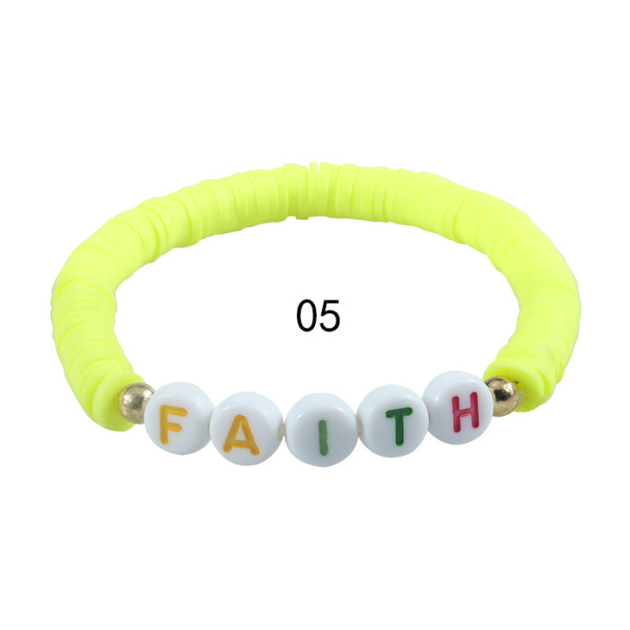 Cross-Border Hot-Selling Soft Clay Letter Bracelet Colorful Beads Elastic Bracelet Foreign Trade New Hand Jewelry In Stock Taylor Bracelet