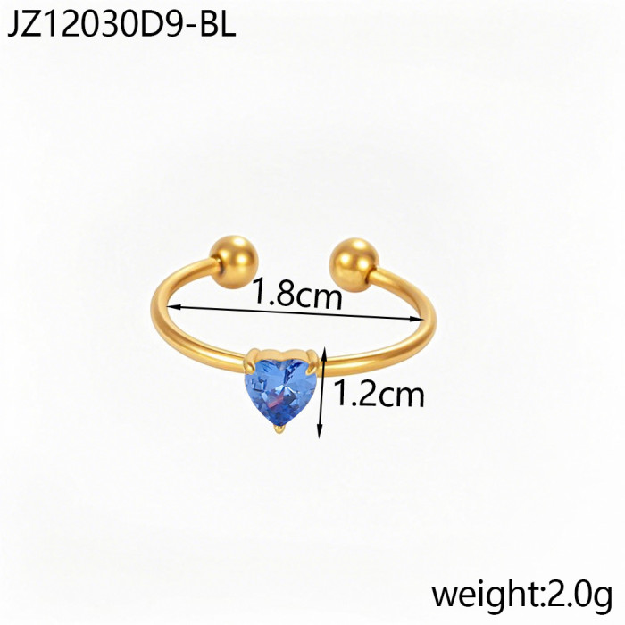 Cross-Border Hot-Selling Aperture Ring Zircon Inlaid Open Ring Stainless Steel Ins Birthstone Twisted Tail Ring