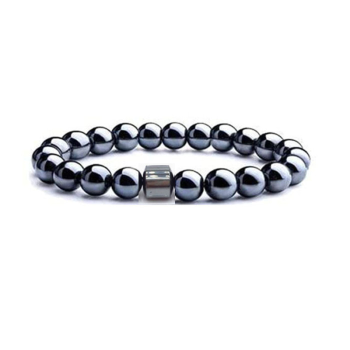 Cross-Border Fashion Jewelry Wholesale New Black Stone Tiger Eye Bead Bracelet Map Stone Bracelet Magnetic Bracelet New Arrival